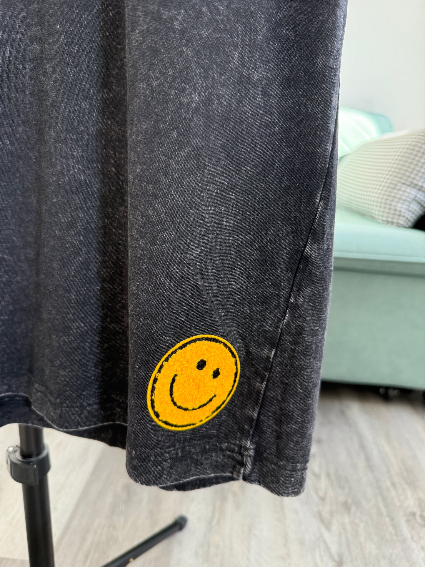 Black vintage washed patch shirt