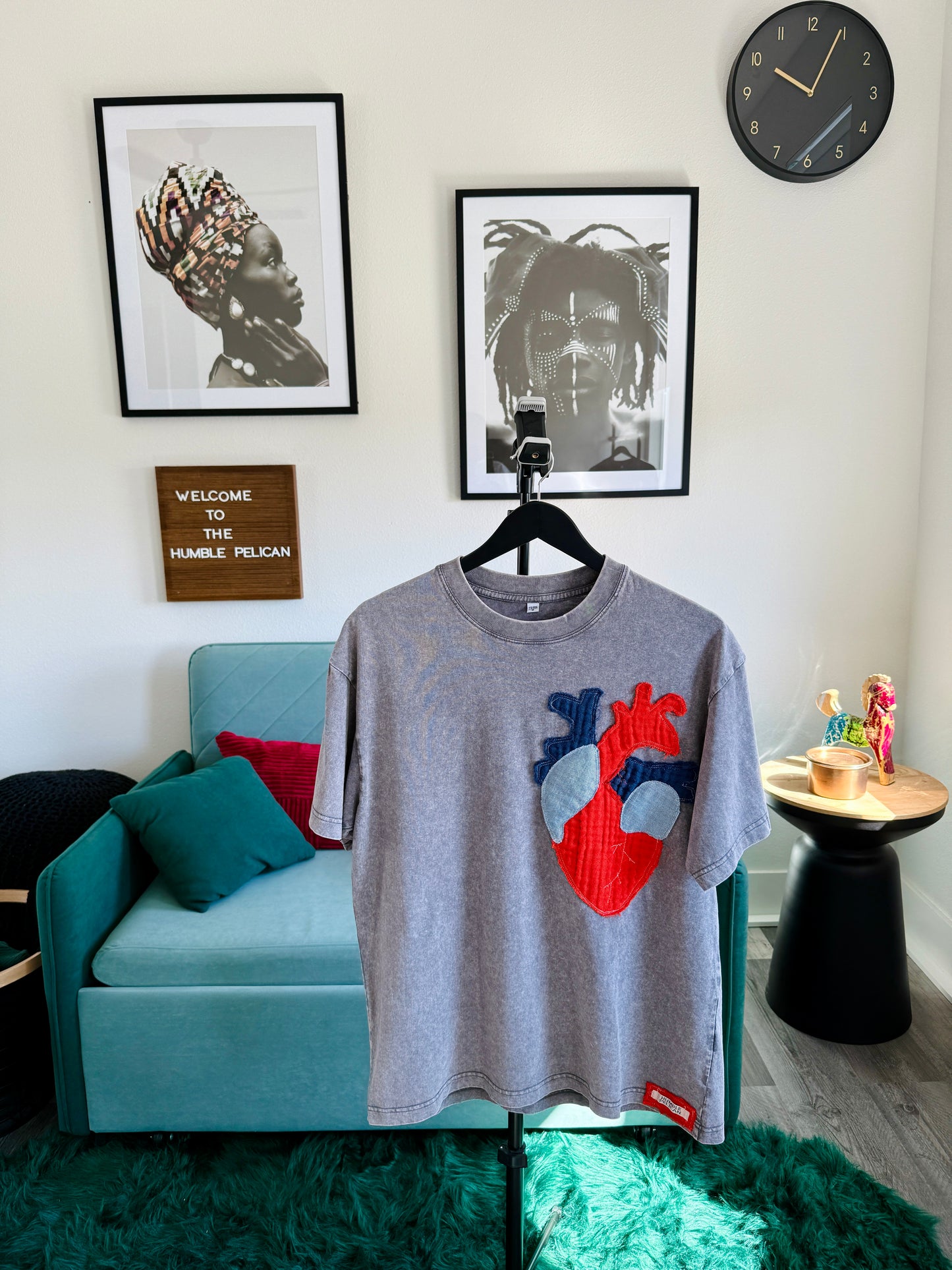 Handmade Anatomical heart Shirt - Gray