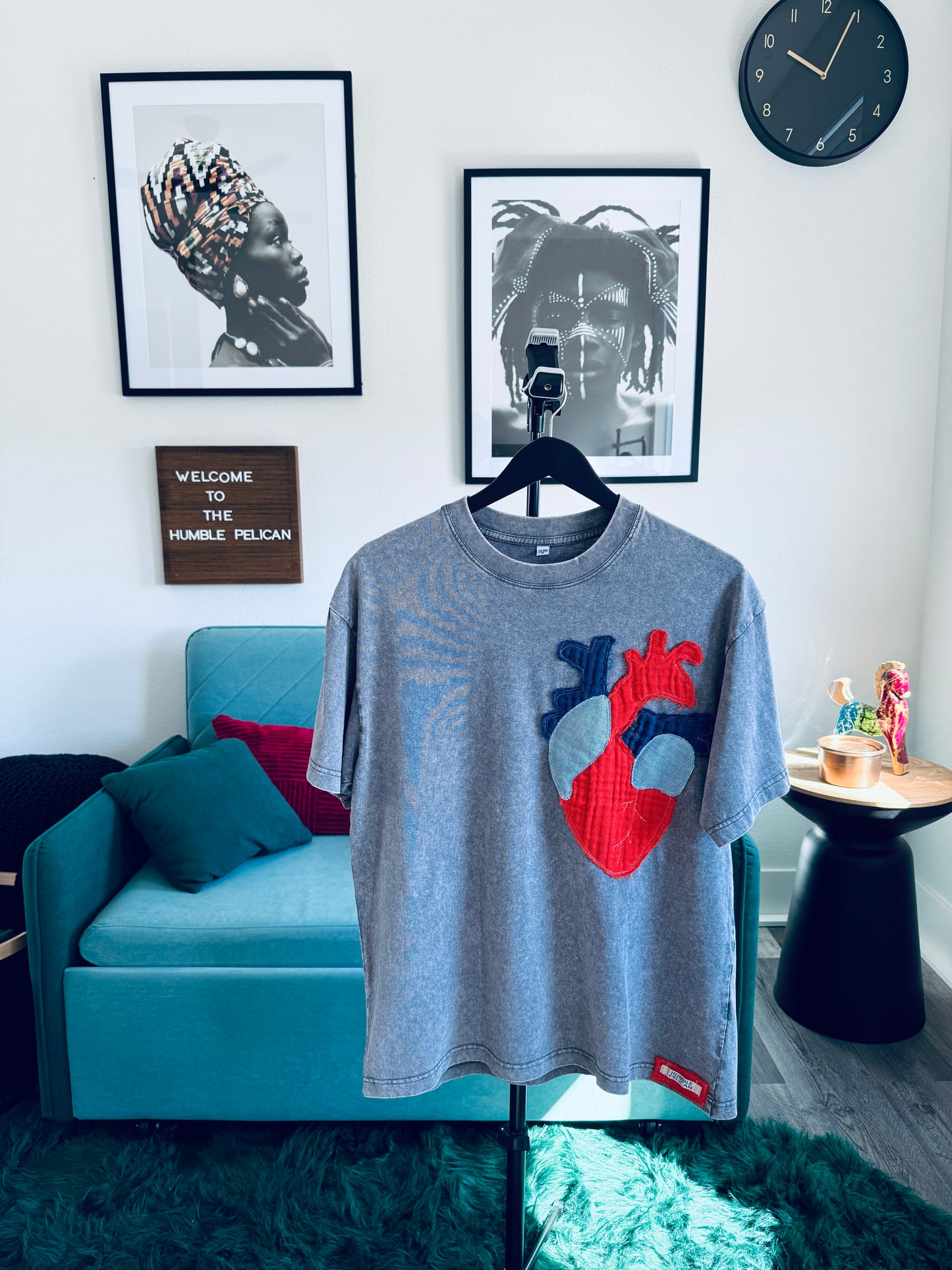Handmade Anatomical heart Shirt - Gray