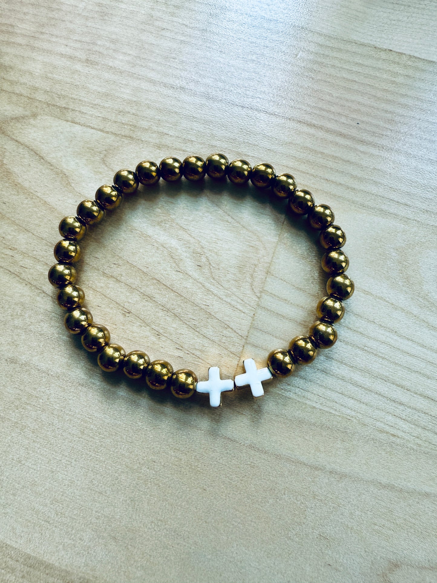 Gold Angel - dbl crossed stretch bracelet