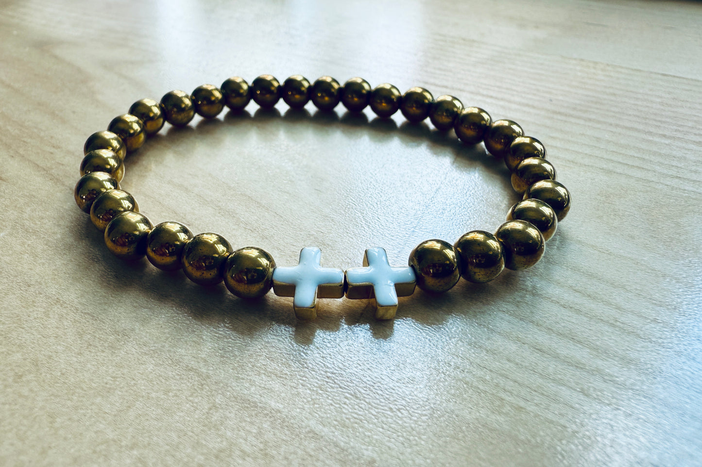 Gold Angel - dbl crossed stretch bracelet