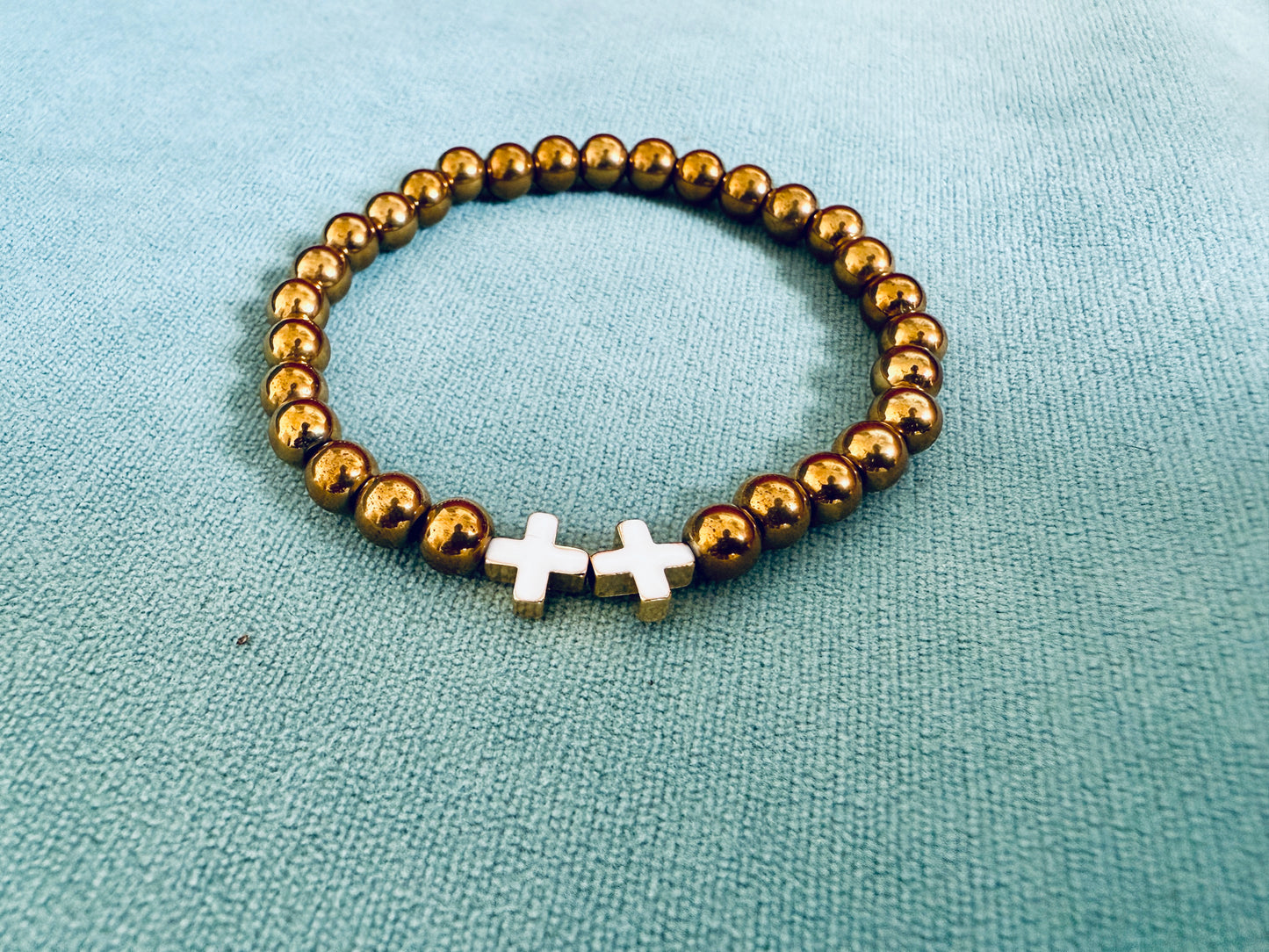 Gold Angel - dbl crossed stretch bracelet