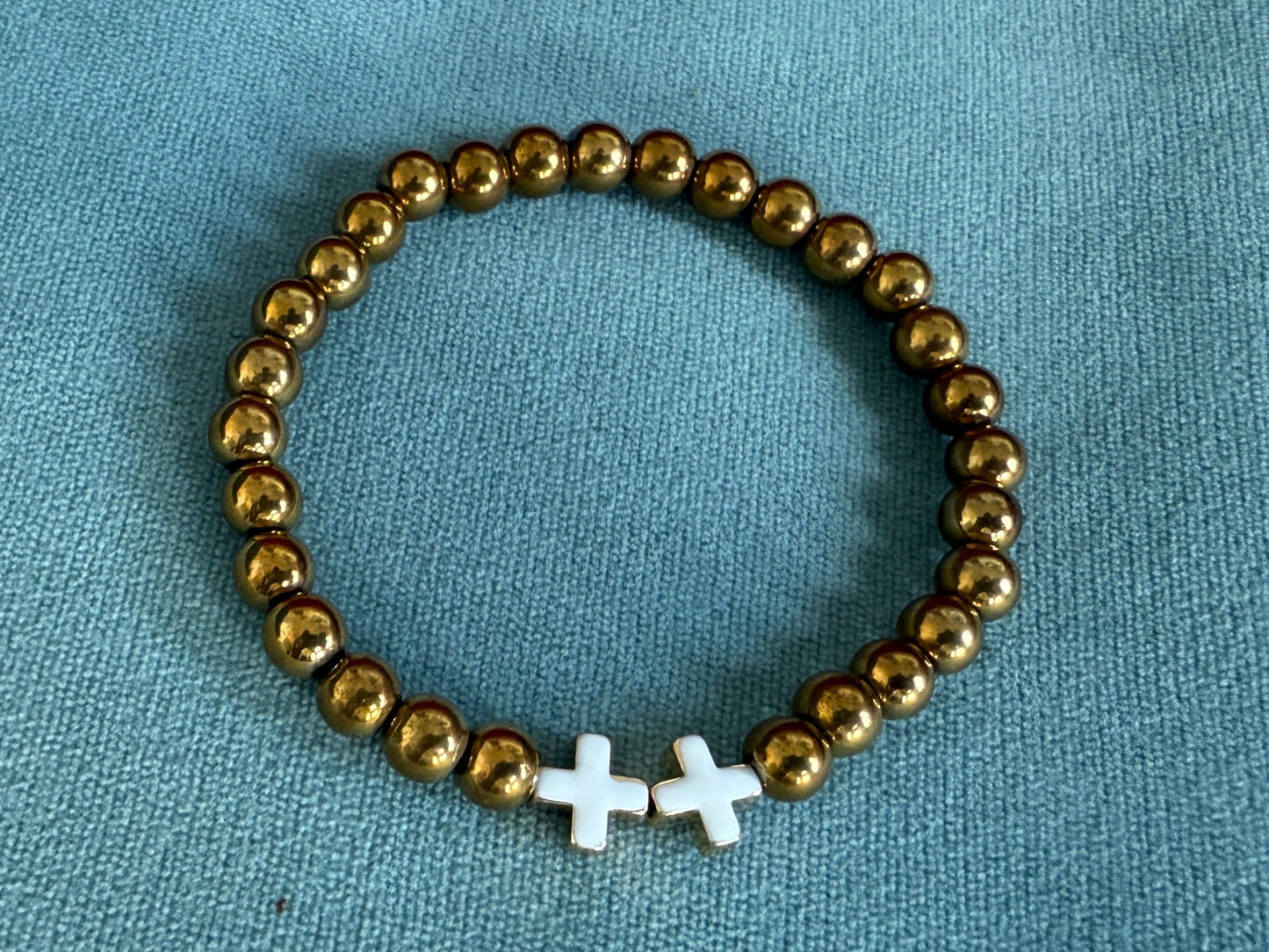 Gold Angel - dbl crossed stretch bracelet