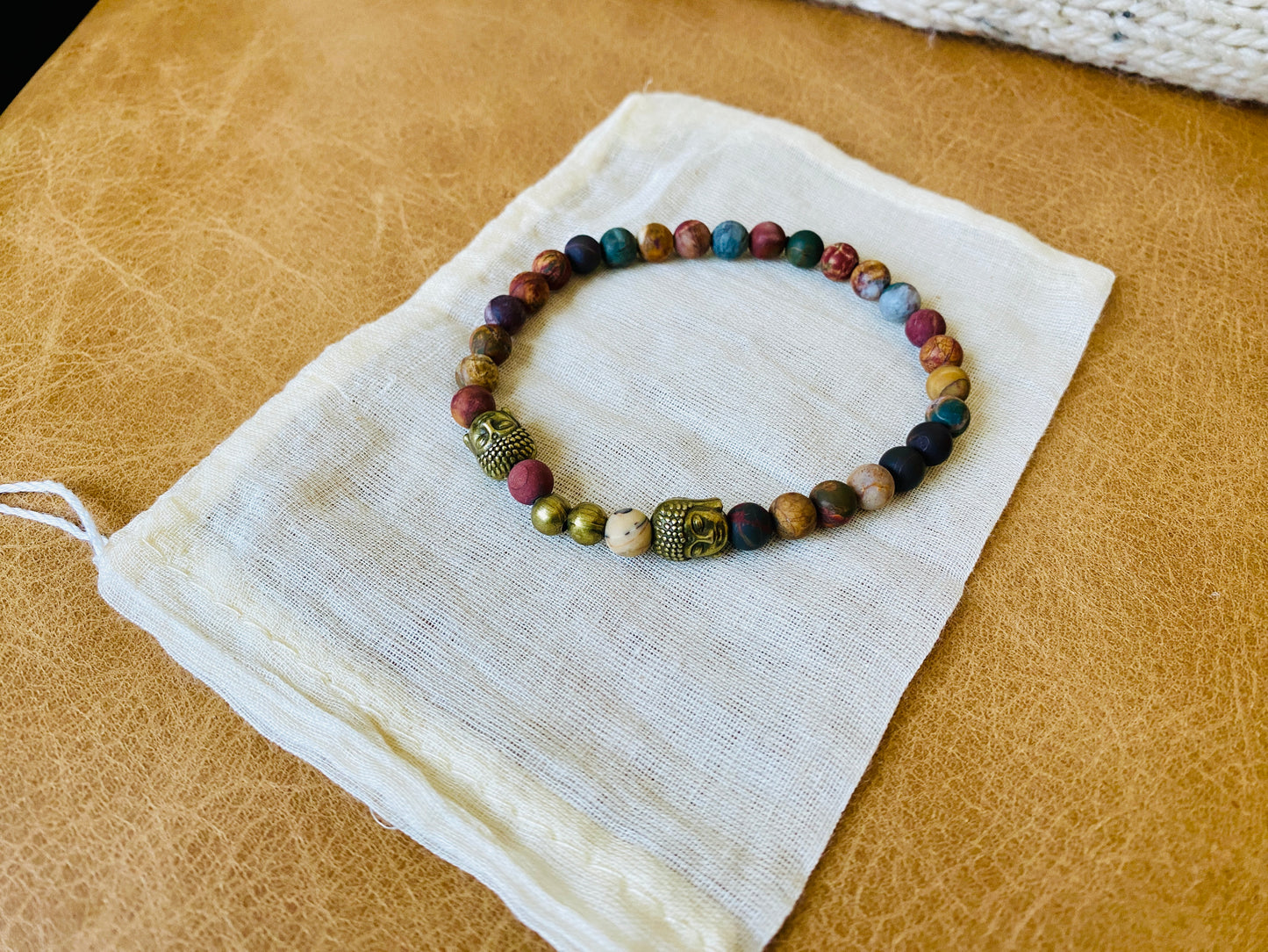 Matte Picasso Jasper Stretch beaded bracelet