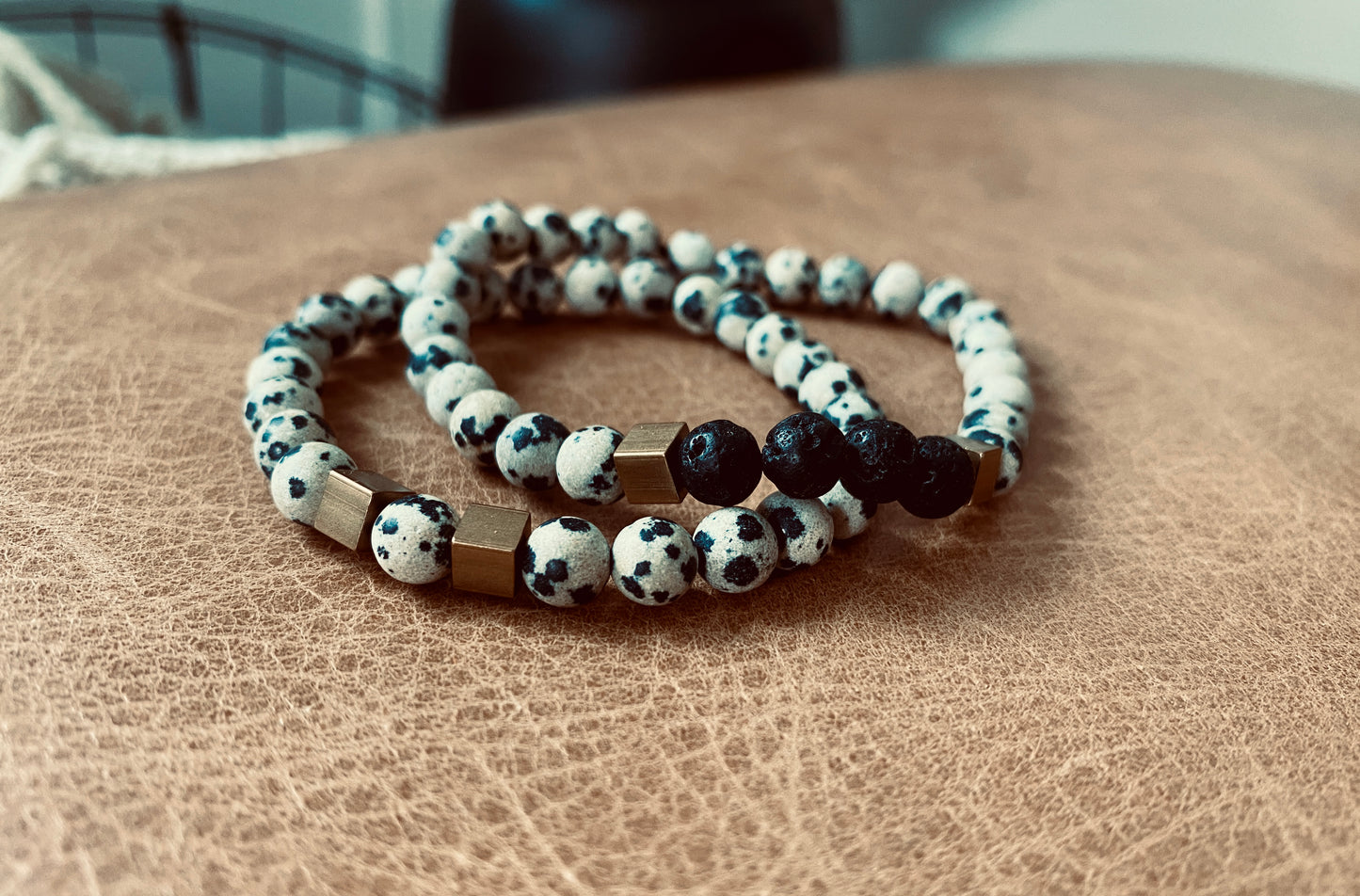 Dalmation Pair stretch beaded bracelet