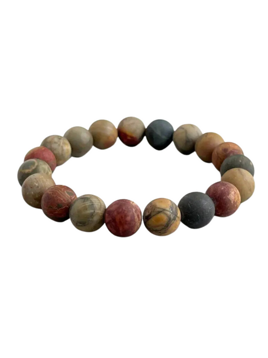 6mm or 8mm Jasper Picasso beaded stretch bracelet