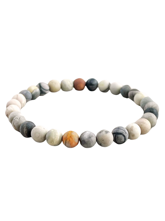 6mm Light Natural Jasper Stone Stretch Beaded Bracelet