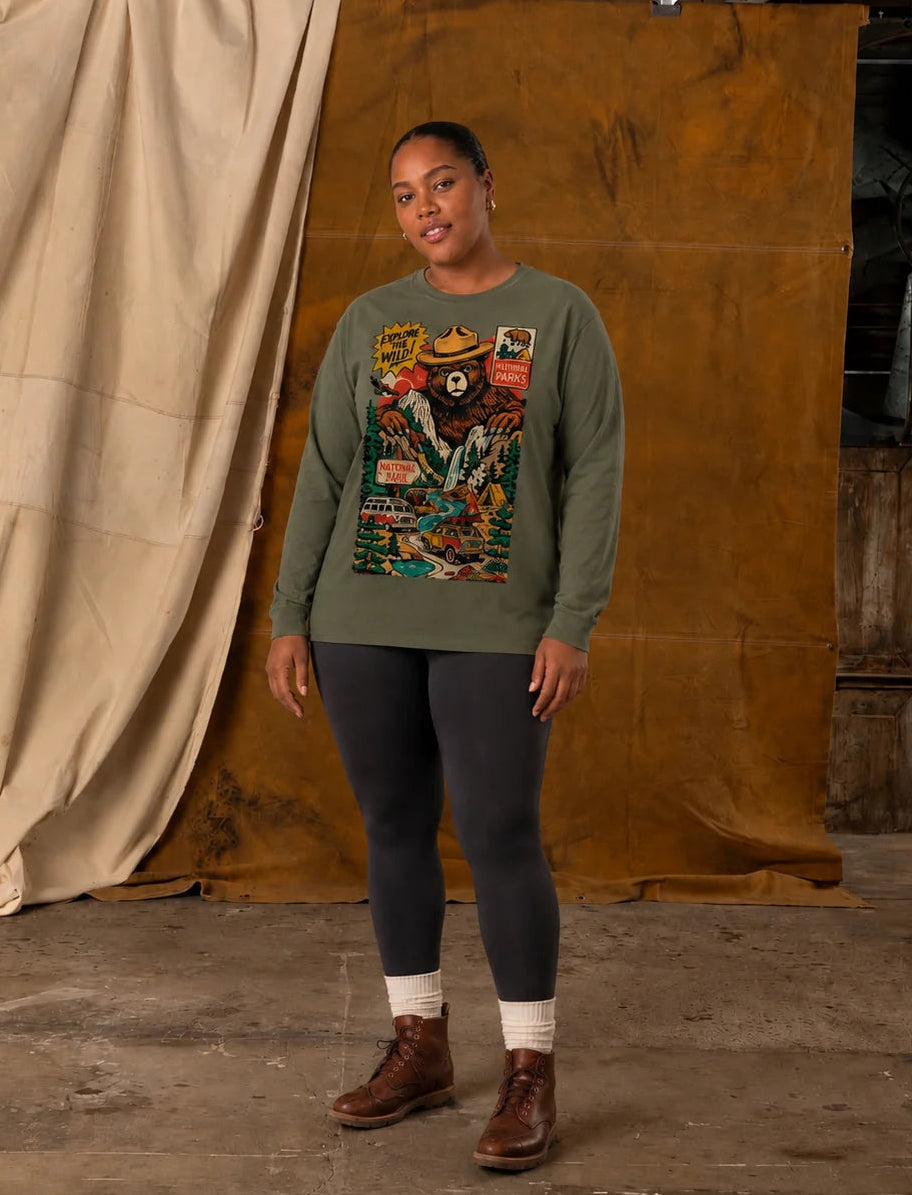 National Park Graphic Bear Long Sleeve Shirt