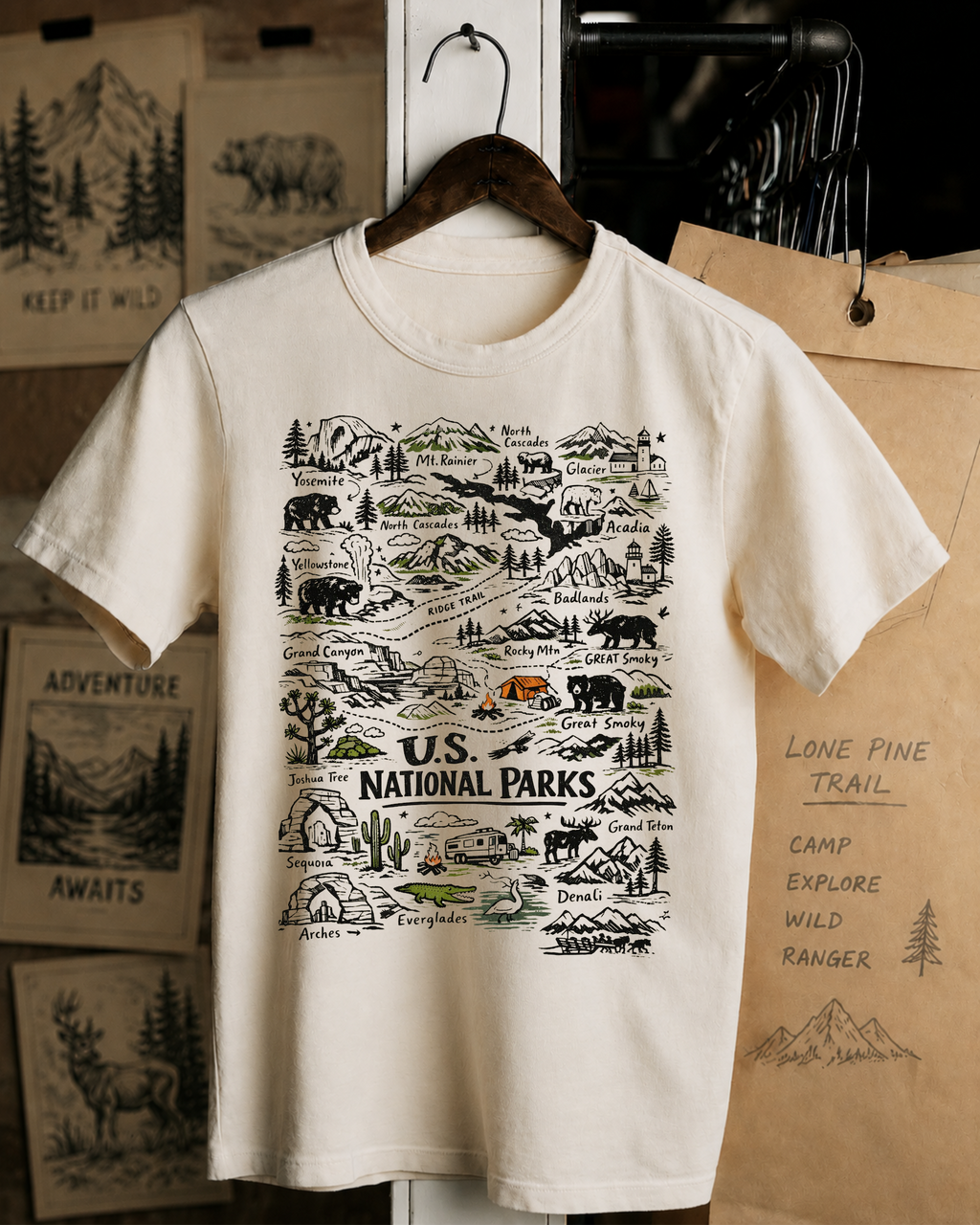 National Parks graphic Map shirt