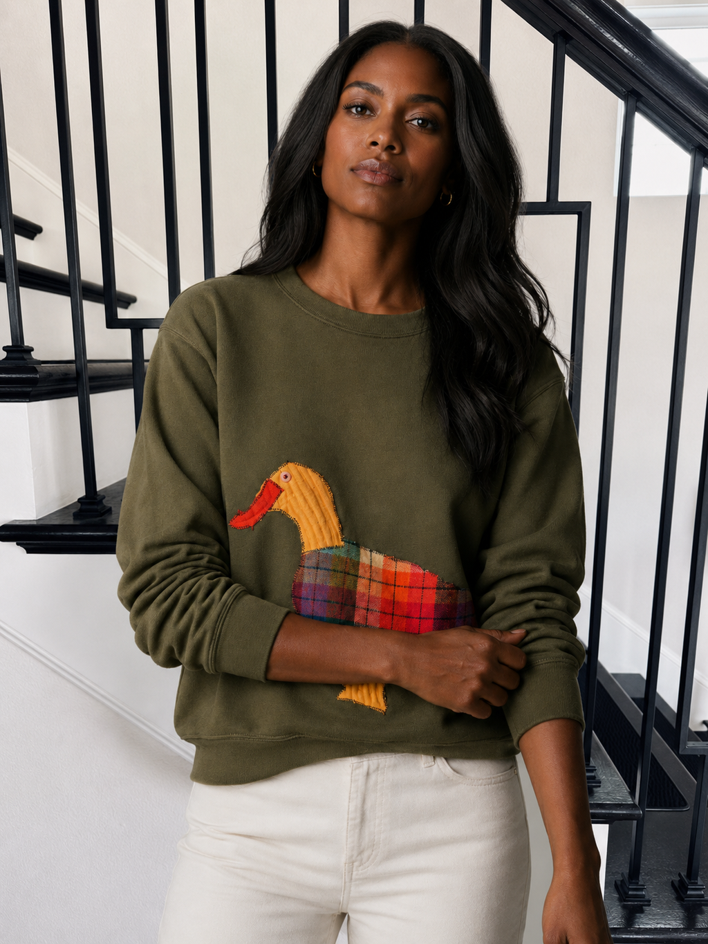 Handmade Mallard Duck Sweater - Olive Green