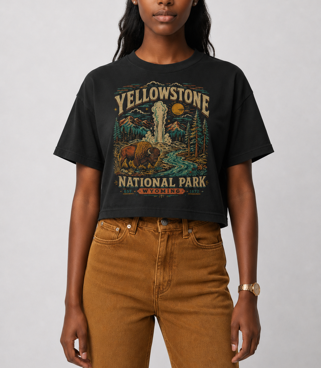 Yellowstone National Park cropped boxy shirt