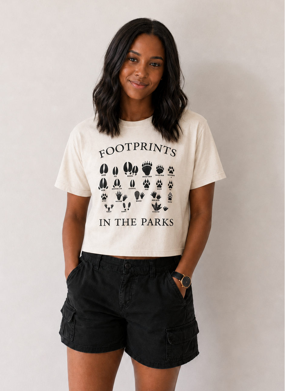 Footprints in the parks Women’s cropped boxy tee