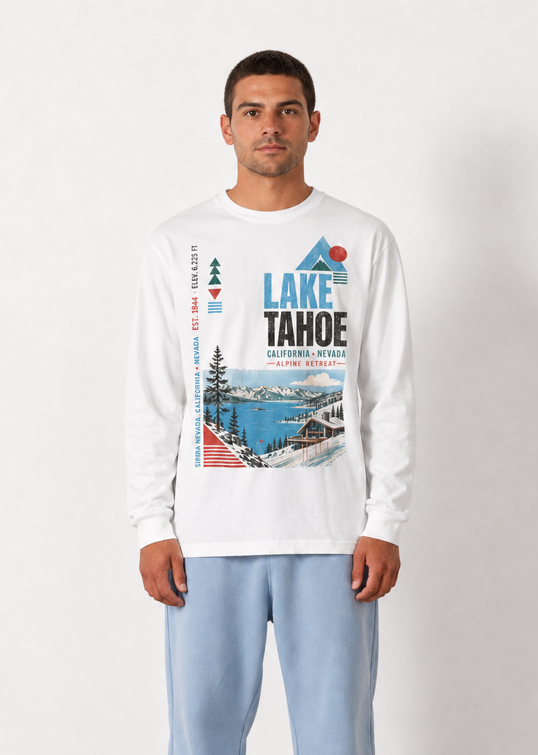 Vintage Designed Lake Tahoe Long Sleeve Tee - Unisex