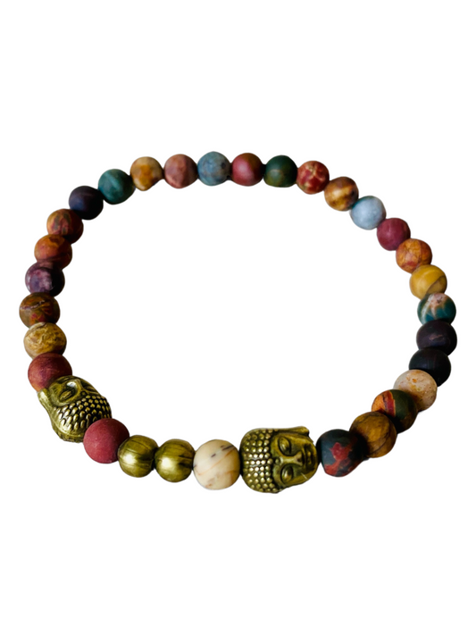 Matte Picasso Jasper Stretch beaded bracelet