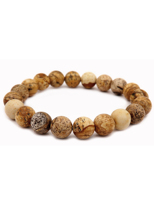 8mm Natural Stone Colored Stretch Beaded Bracelet