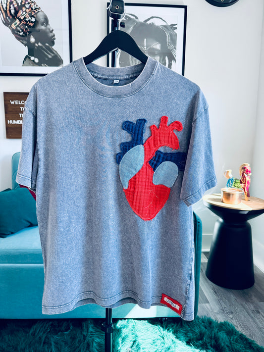 Handmade Anatomical heart Shirt - Gray