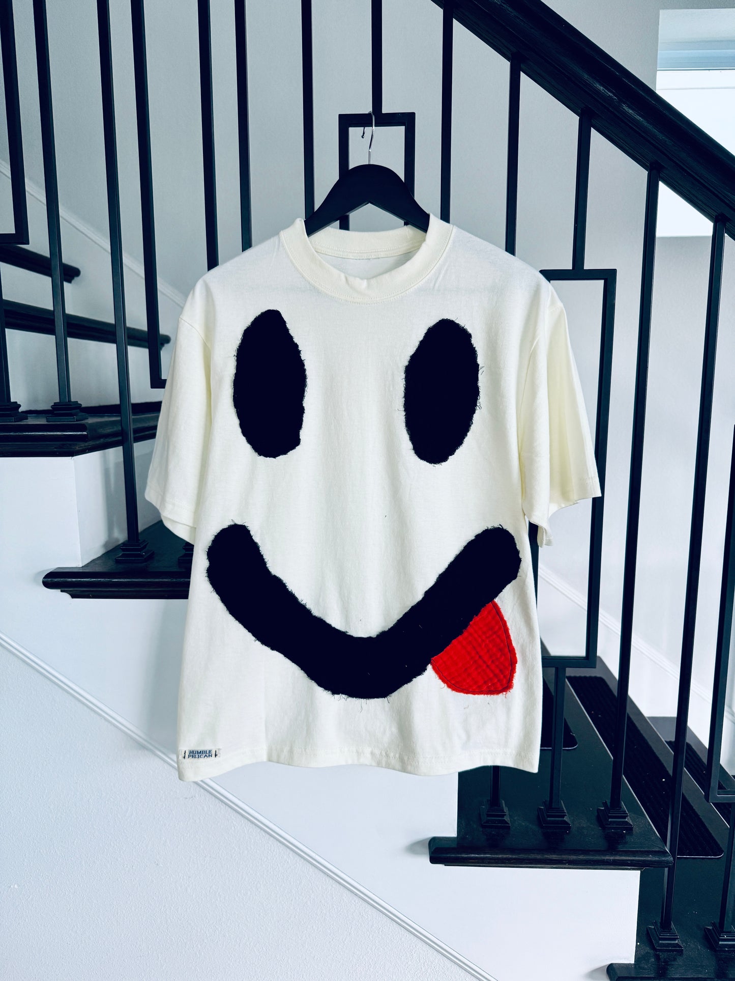 Handmade Smiley Face  Shirt (cream)