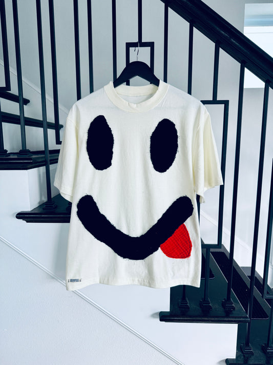 Handmade Smiley Face  Shirt (cream)