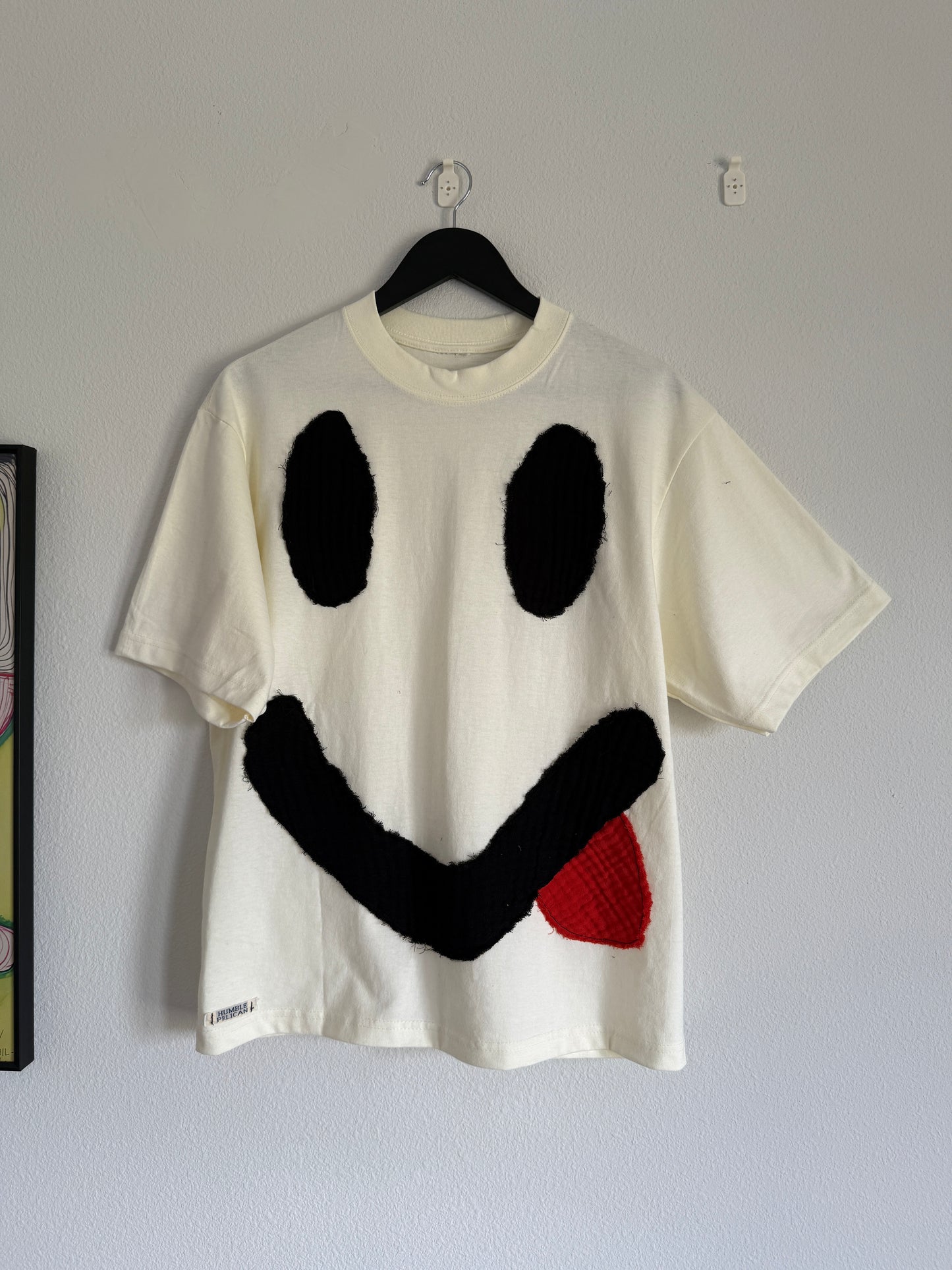 Handmade Smiley Face  Shirt (cream)