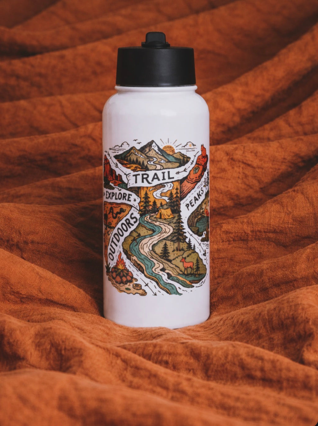Stainless steel water bottle with a straw lid