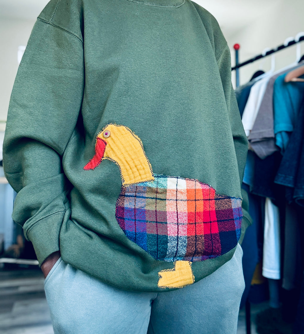 Handmade Mallard Duck Sweater - Olive Green