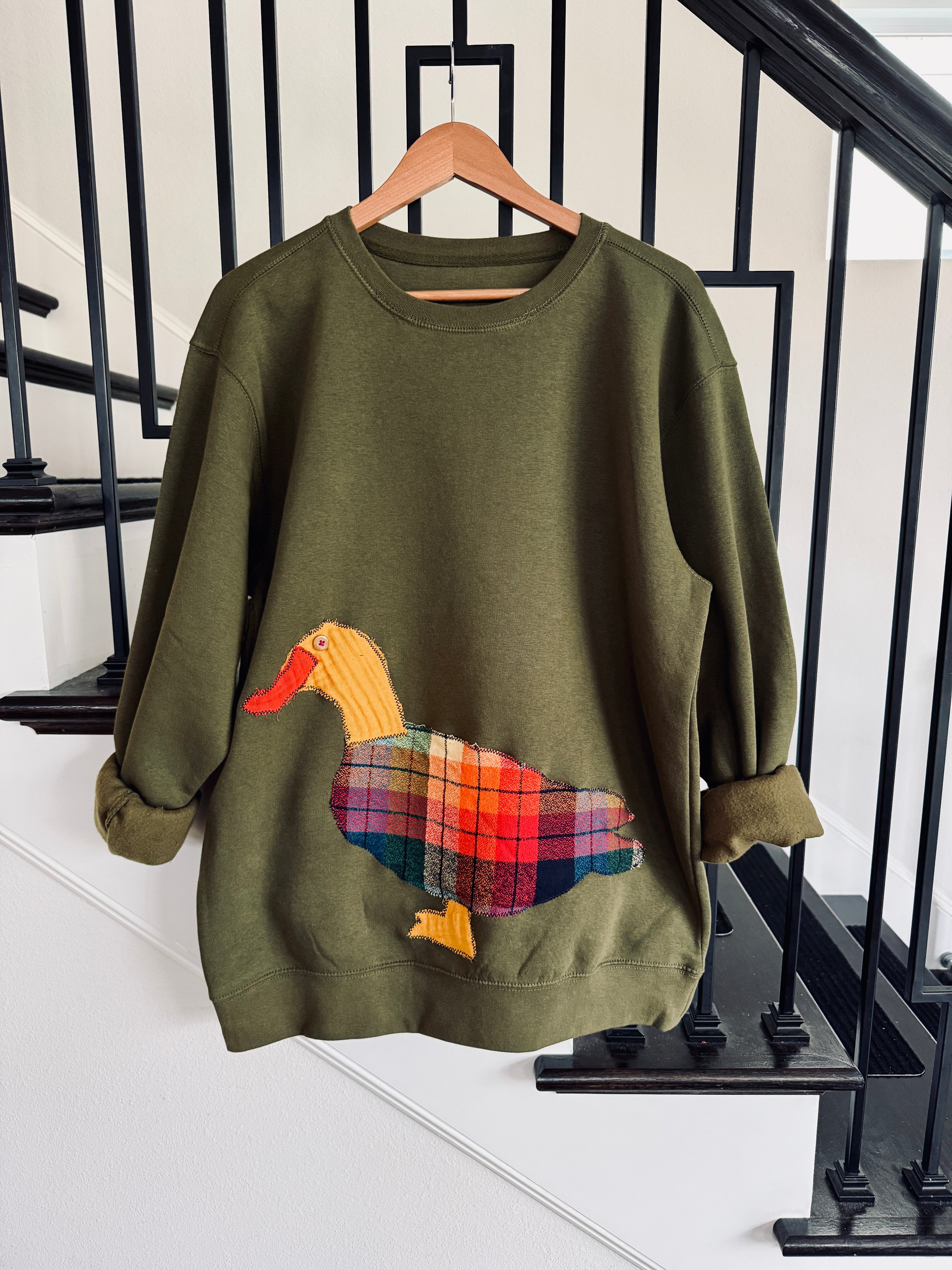 Handmade Mallard Duck Sweater - Olive Green