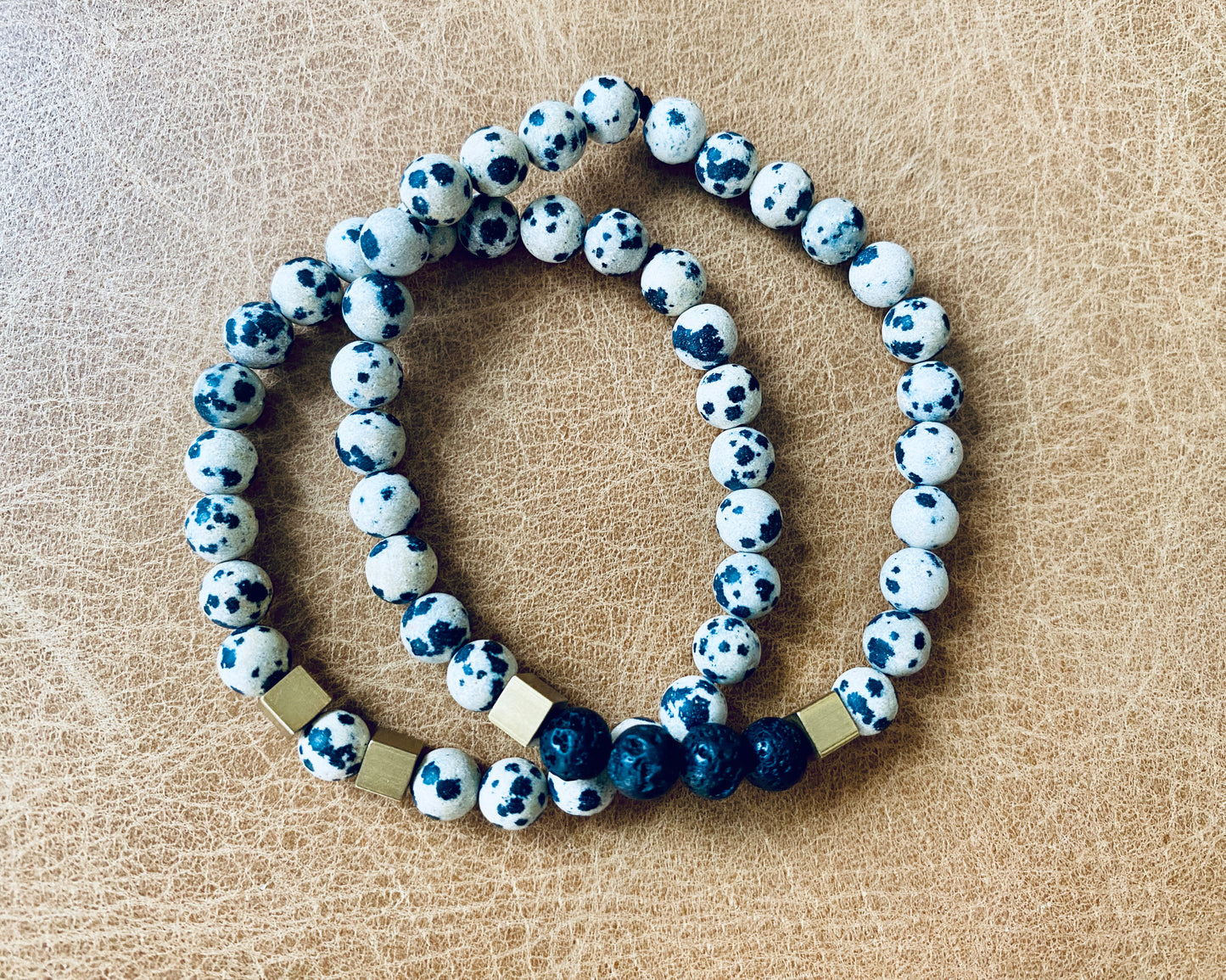 Dalmation Pair stretch beaded bracelet