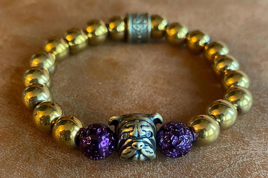 Gold and purple dog bracelet