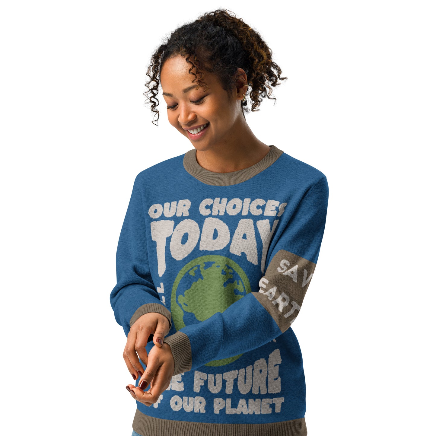 Save Earth Knitted crew neck sweater